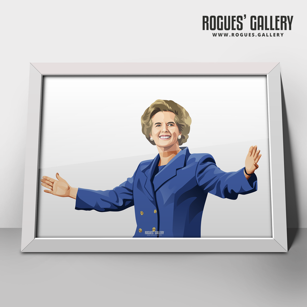 Margaret Thatcher UK PM Woman first Tory edit A3 art print blue Conservative