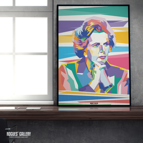 Margaret Thatcher colourful print PM Tory Prime Minister Maggie portrait A2 print