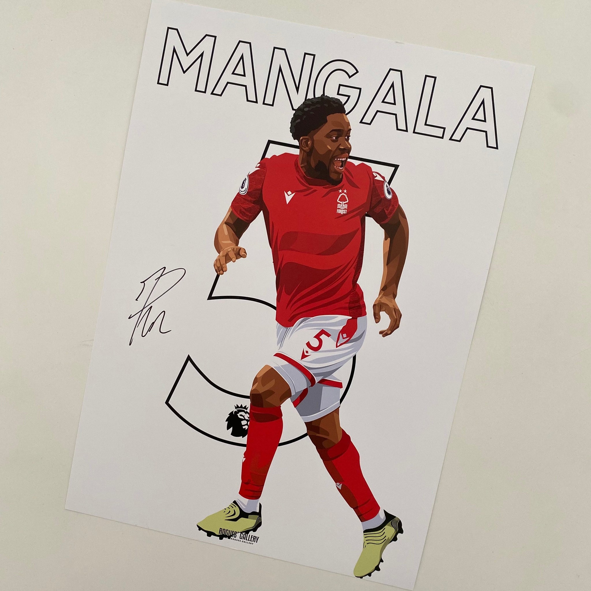 Orel Mangala Nottingham Forest memorabilia signed A3 print