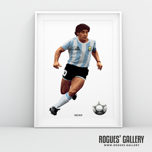 Diego Maradona Argentina 10 shirt greatest A3 print RIP dead