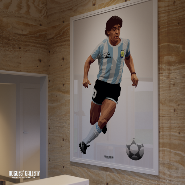 Diego Maradona Argentina 10 shirt greatest huge poster A0 signed rare autograph