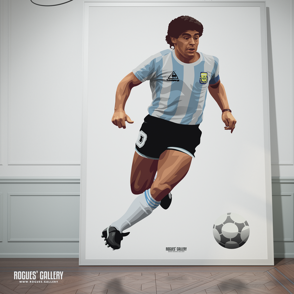 Diego Maradona Argentina 10 shirt greatest A0 print RIP dead