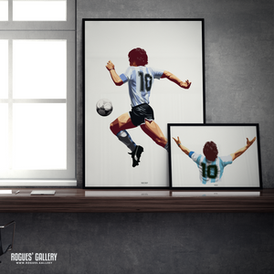 Diego Maradona A3 print Argentina 10 shirt greatest poster Steve Hodge referee