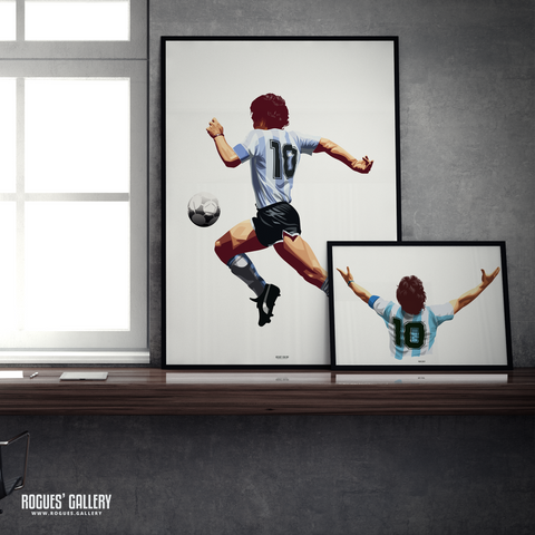 Diego Maradona A3 print Argentina 10 shirt greatest poster Steve Hodge referee