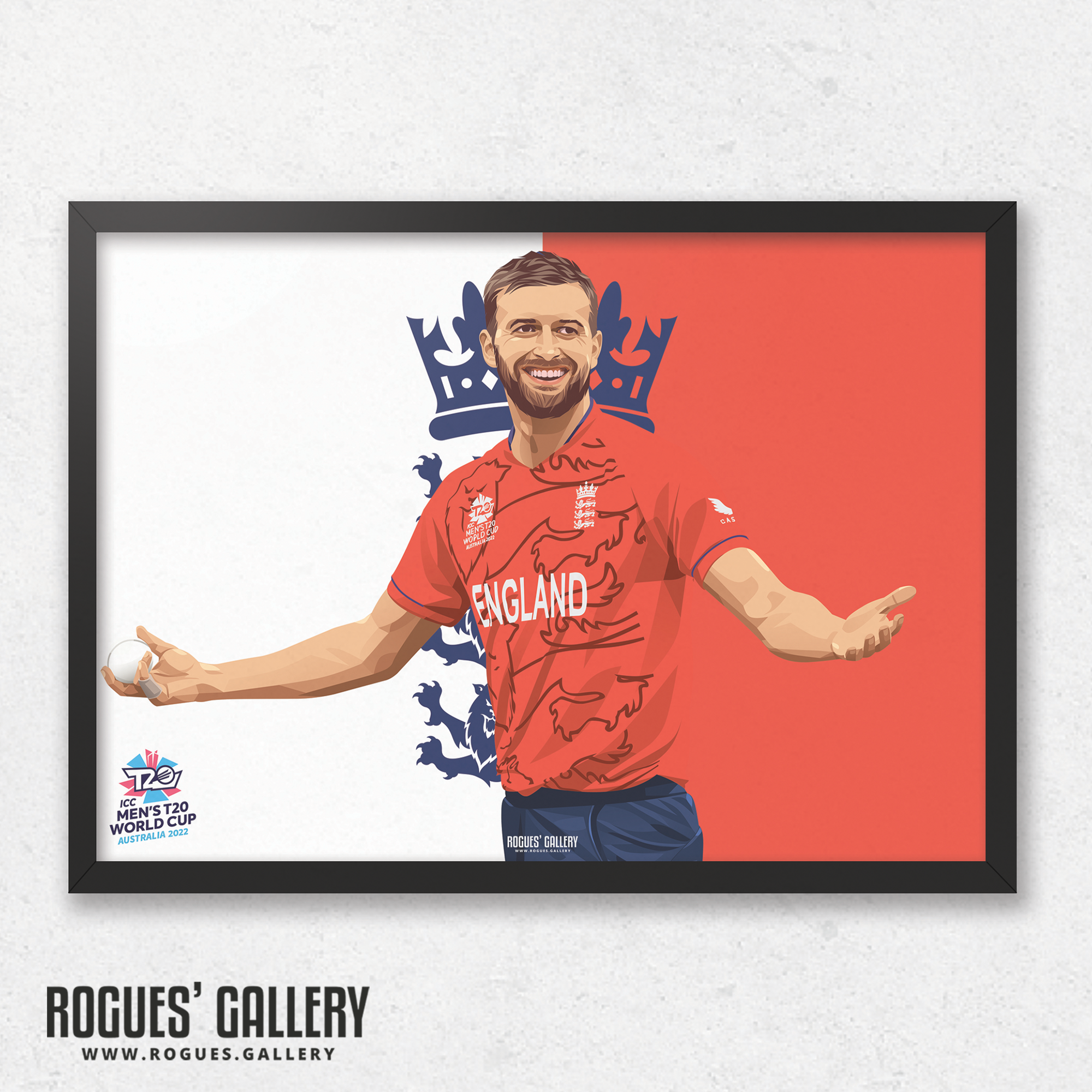 Mark Wood England cricketer T20 World Champion A3 print fast bowler