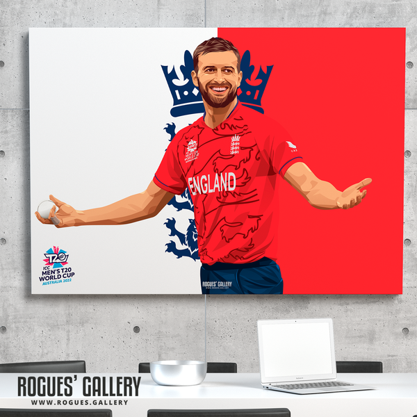 Mark Wood England cricketer T20 World Champion A0 print fast bowler