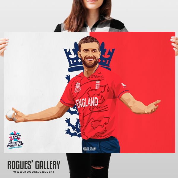 Mark Wood England cricketer T20 World Champion poster fast bowler