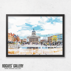 Market Square Nottingham Council House Little John A3 print