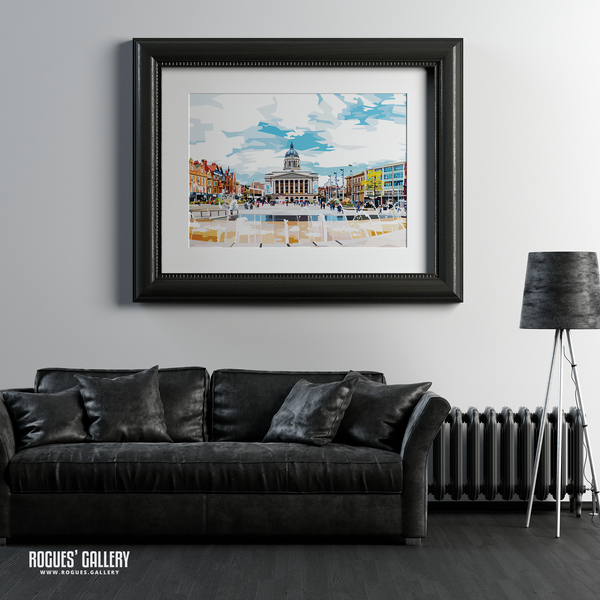 Market Square Nottingham Council House Little John unique art picture framed