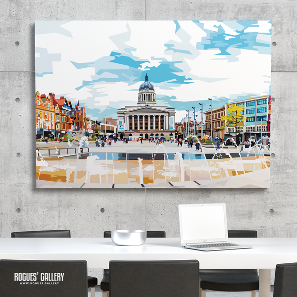 Market Square Nottingham Council House Little John A0 print