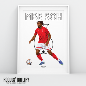 Loic Mbe Soh Nottingham Forest A3 print centre back