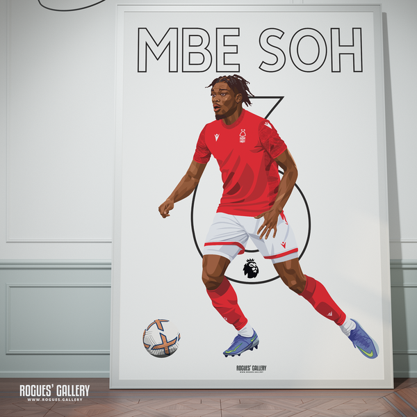 Loic Mbe Soh Nottingham Forest signed memorabilia poster centre back