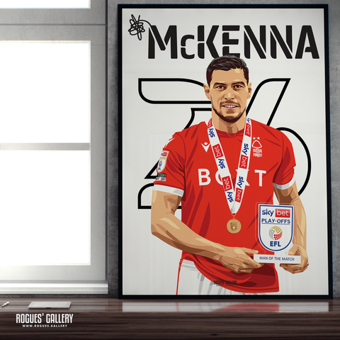 Scott McKenna Playoffs Nottingham Forest memorabilia defender A2 print Man of the match