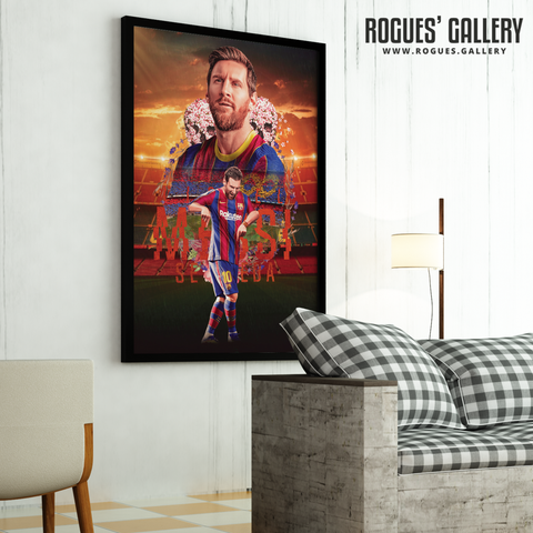 Lionel Messi Barcelona FC dancing edit Argentina Barcelona legend greatest large poster on wall framed