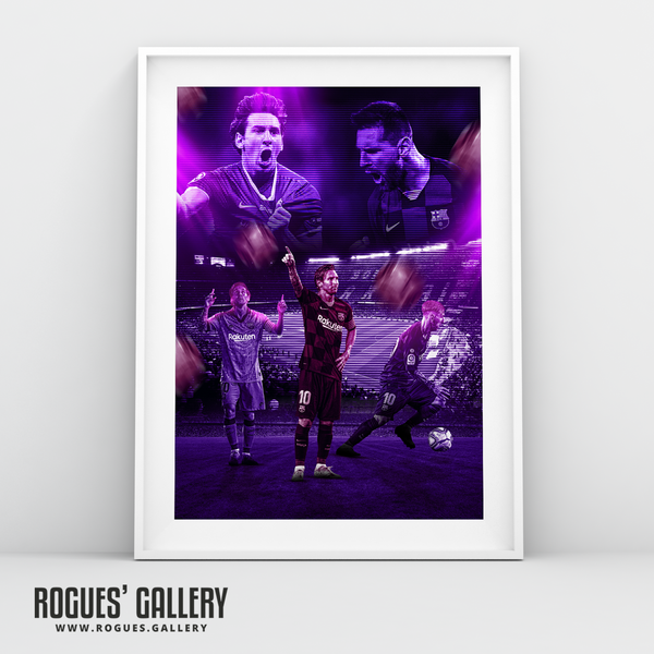 Lionel Messi Barcelona FC edit Argentina Barcelona legend greatest A3 art print superb purple