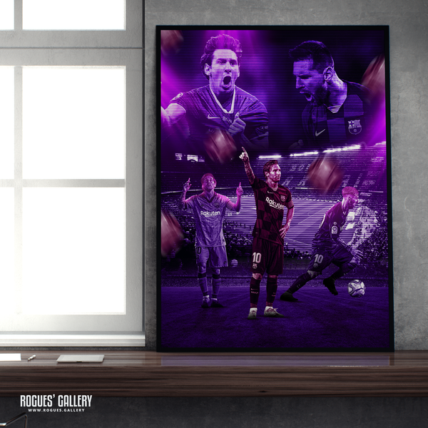 Lionel Messi Barcelona FC edit Argentina Barcelona legend greatest A2 art print superb purple