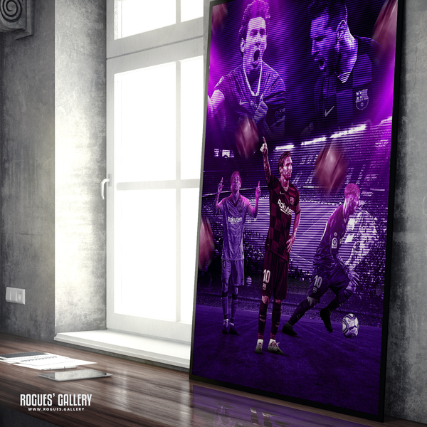Lionel Messi Barcelona FC edit Argentina Barcelona legend greatest A1 art print superb purple