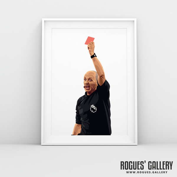 Mike Dean referee red card A3 art print