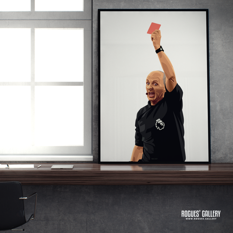 Mike Dean referee red card A1 print