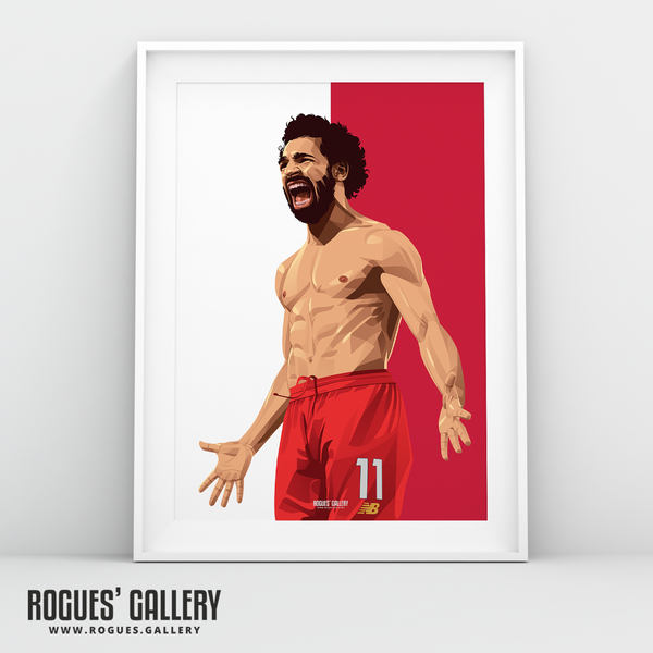 Mo Salah Liverpool striker goal celebration A3 print