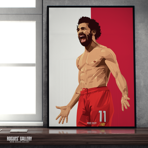 Mo Salah Liverpool striker goal celebration A2 print