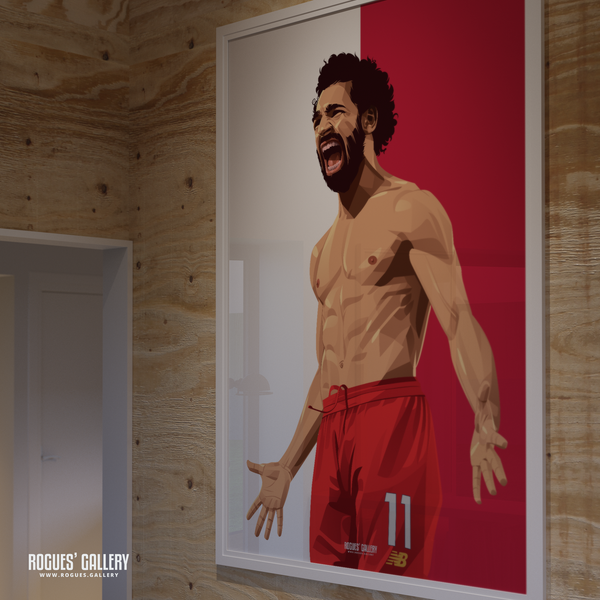 Mo Salah Liverpool striker goal celebration poster