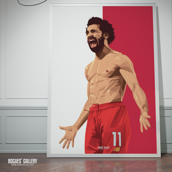 Mo Salah Liverpool striker goal celebration A0 print