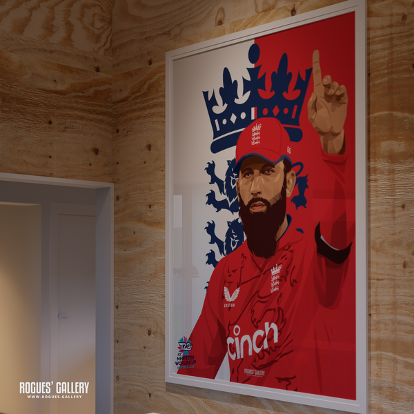 Moeen Ali poster signed memorabilia England Cricket T20 World Cup 2022 Winners