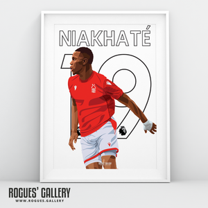 Moussa Niakhate A3 print Nottingham Forest defender 