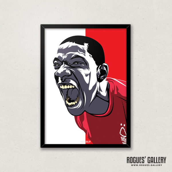 Guy Moussi Nottingham Forest midfielder scream A3 print edits art design