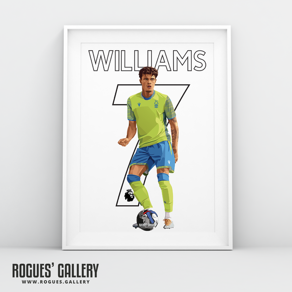 Neco Williams Nottingham Forest right wing back A3 print