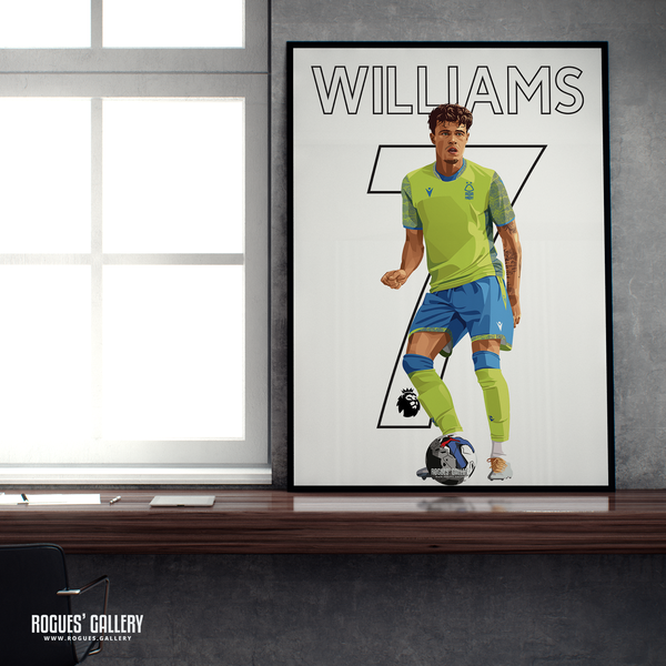 Neco Williams Nottingham Forest right wing back A2 print