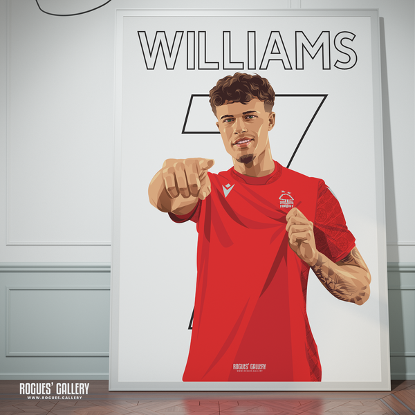 Neco Williams Nottingham Forest memorabilia defender name 7 signed poster