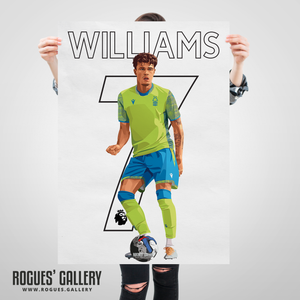 Neco Williams signed Nottingham Forest memorabilia poster