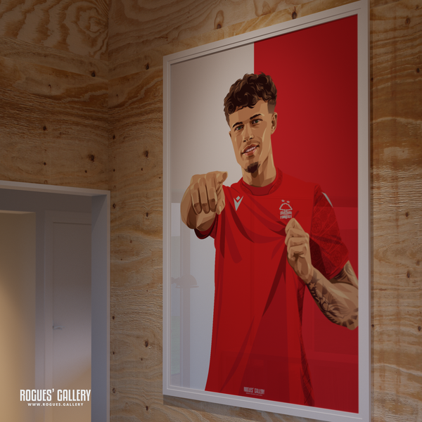 Neco Williams signed poster Nottingham Forest memorabilia defender red white