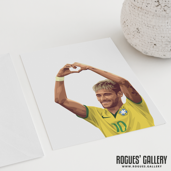Neymar Brazil heart symbol blank card football