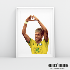 Neymar heart love A3 print legend Brazil Brasil football World Cup Brazil