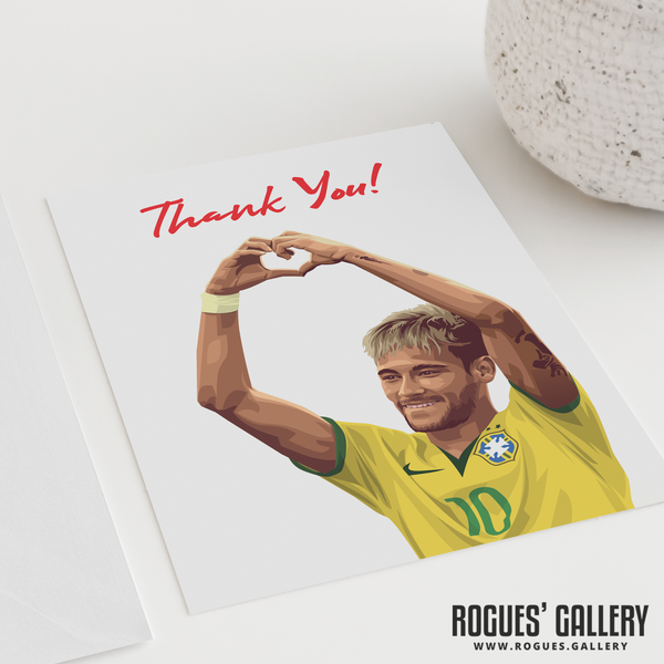 Neymar Brazil heart symbol thank you card football