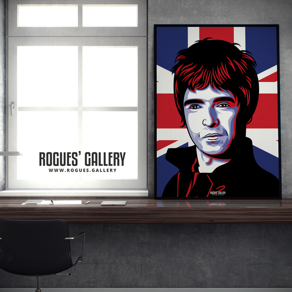 Noel Gallagher Oasis Union Jack art print rock poster edit A1 framed desk
