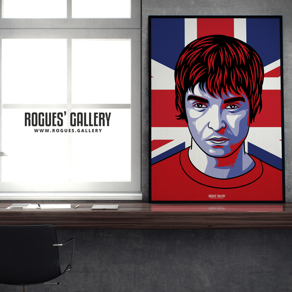 Noel Gallagher Oasis Union Jack art print rock poster edit A0