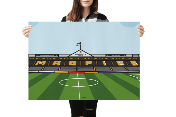 Meadow Lane Notts County The Magpies NCFC Home Ground Oldest League Club Nottingham  triptych A3 art print Jimmy Sirrel Stand