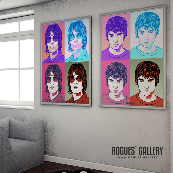 Oasis pop art prints of Liam and Noel