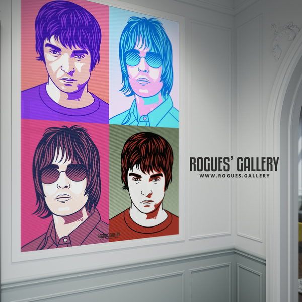 Oasis retro pop art Liam Gallagher Noel A0 huge large poster Manchester rock'n'roll hits supernova