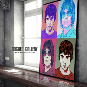 Oasis retro pop art Liam Gallagher Noel A1 huge large poster Manchester rock band