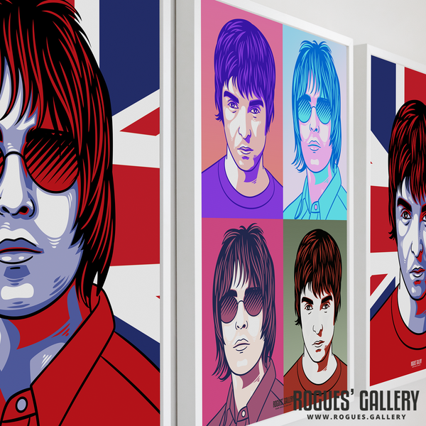 Oasis retro pop art Liam Gallagher Noel A1 huge large poster Manchester