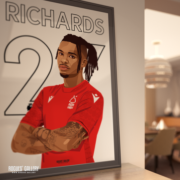 Omar Richards Nottingham Forest left back A0 print