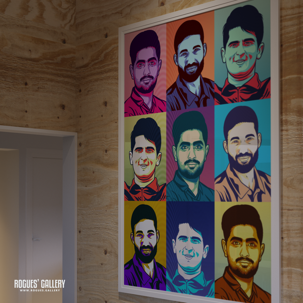 Pakistan Cricket stars pop art A0 print Baba Azam Mohammad Rizwan Shaheen Afridi 
