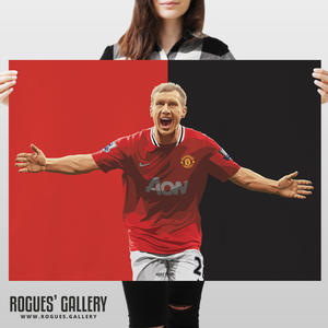 Paul Scholes Manchester United midfielder MUFC memorabilia poster autograph Old Trafford