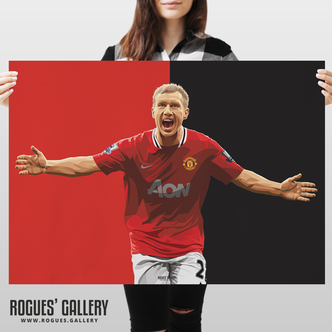 Paul Scholes Manchester United midfielder MUFC memorabilia poster autograph Old Trafford
