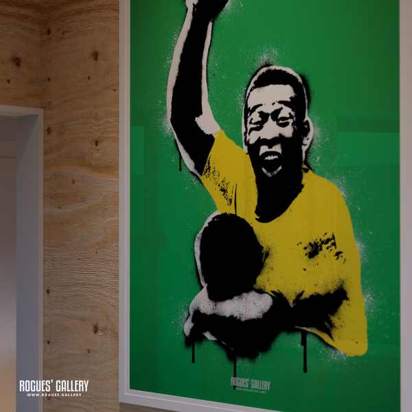Pele signed poster memorabilia Banksy modern pop art 